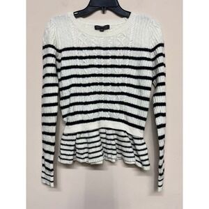Banana Republic Italian Yarn Stripe Peplum Sweater Small Wool Cashmere Preppy